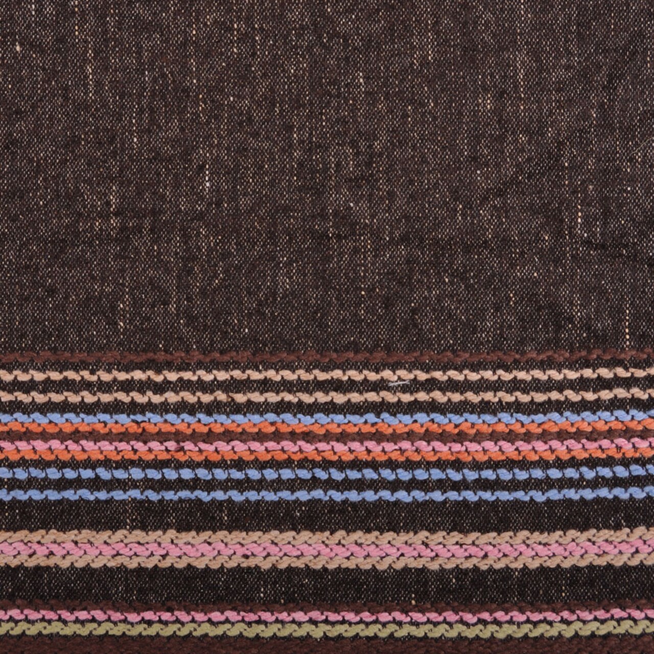 1Yard Panel Italian Wool Blend Brown Pink and Blue Striped Border Fabric 63 inch Width